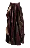Christopher Esber Fragment Gathered Leather Skirt In Burgundy