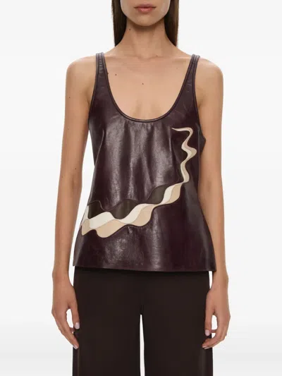 Christopher Esber Fragment Leather Tank Top In Brown