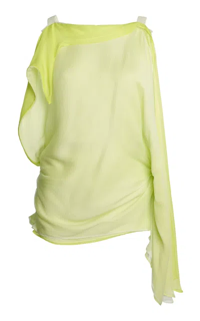 Christopher Esber Framed Floating Silk Top In Lime Green