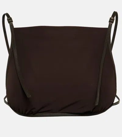 Christopher Esber Framed Leather-trimmed Crop Top In Brown