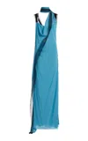 Christopher Esber Framed Silk Maxi Dress In Blue