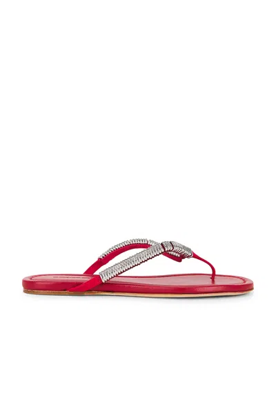 Christopher Esber Frida Pierced Suede Flip Flop In Red