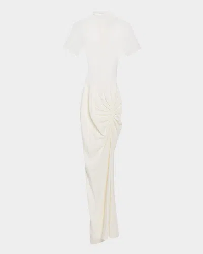 Christopher Esber Fushion Ruched Tee Gown In Neutral