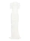Christopher Esber Fusion Draped Mock-neck Maxi Dress In White