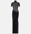 Christopher Esber Fusion Gathered Jersey And Crêpe Maxi Dress In Black