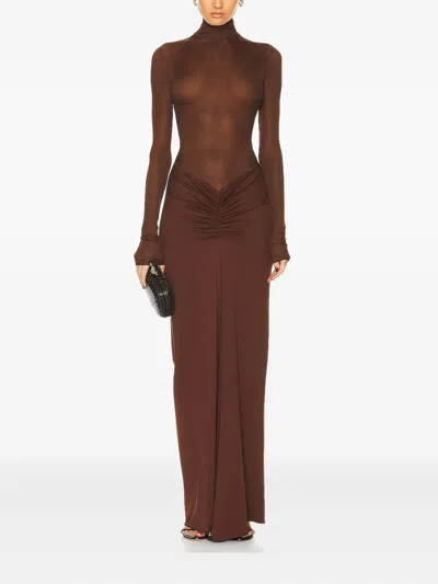 Christopher Esber Fusion Gathered Maxi Dress In Brown