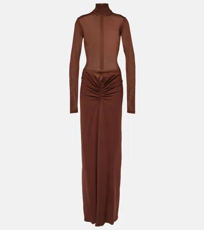 Christopher Esber Gathered Fusion Maxi Dress In Mahogany