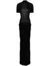 Christopher Esber Fusion Ruched Faille T-shirt Gown In Black