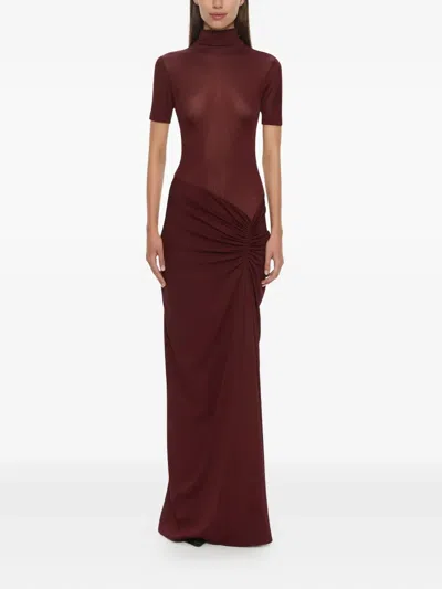Christopher Esber Fusion Ruched Gown In Burgundy