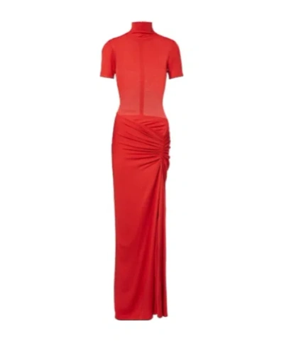 Christopher Esber Fusion Ruched Gown In Red