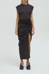 Christopher Esber Fusion Ruched Micro Dress In Jet In Black
