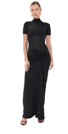 Christopher Esber Fusion Ruched Faille T-shirt Gown In Black