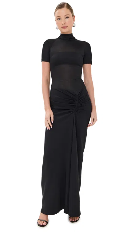 CHRISTOPHER ESBER FUSION RUCHED TEE GOWN BLACK