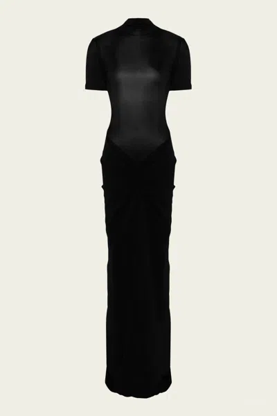 CHRISTOPHER ESBER FUSION RUCHED TEE GOWN IN BLACK