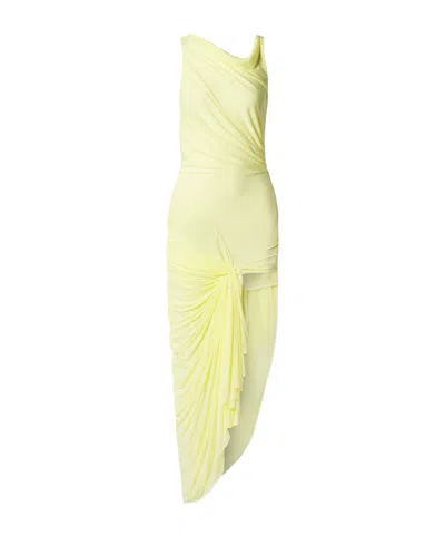 Christopher Esber Galathea Lace-trimmed Draped Dress In Yellow