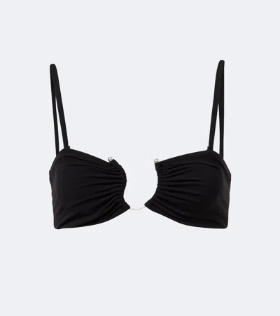 Christopher Esber Gathered Bikini Top In Black