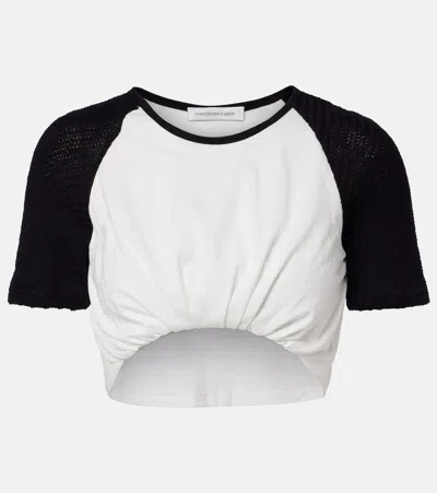 Christopher Esber Gathered Cotton Jersey Crop Top In White