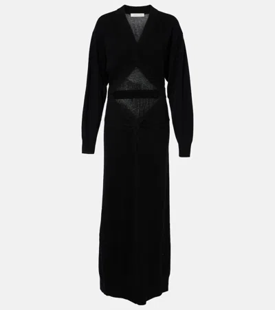 Christopher Esber Gathered Cutout Wool And Cashmere Maxi Dress In Black