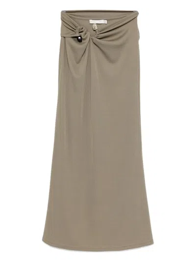 Christopher Esber Gathered-detail Ribbed Maxi Skirt In Green