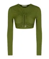 Christopher Esber Gathered-effect Ribbed Crop Top In Green