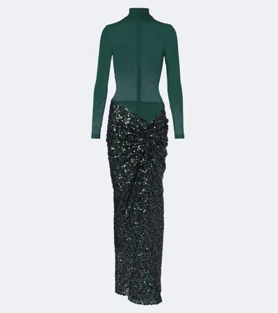 Christopher Esber Gathered Sequined Gown In Green