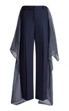 Christopher Esber Gauze-trimmed Stretch-wool Straight-leg Pants In Blue