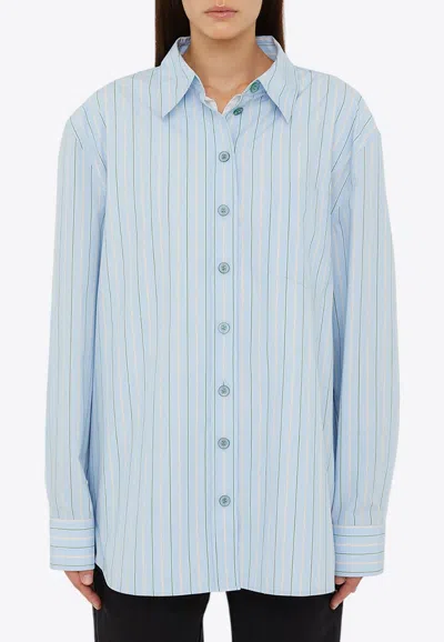 Christopher Esber Gemini Striped Long-sleeved Shirt In Light Blue