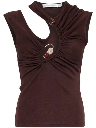 Christopher Esber Spiral Crystal Stretch-jersey Top In Brown