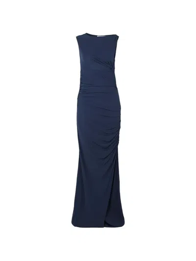 Christopher Esber Gesine Gathered Stretch-tulle Maxi Dress In Cobalt Blue