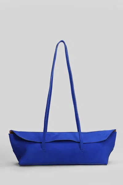 Christopher Esber Gondola Suede Mini Shoulder Bag In Blue Suede