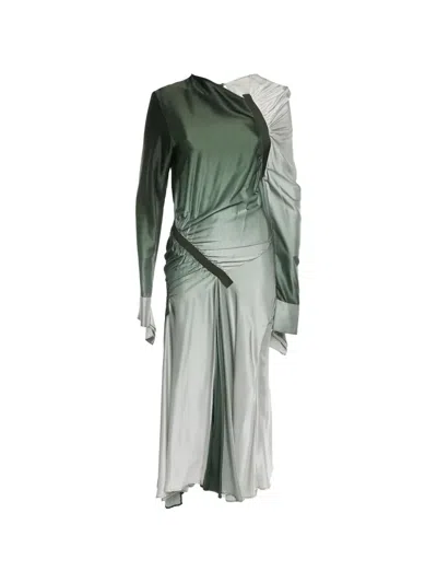 Pre-owned Christopher Esber Gradient Draped Maxi Dress In Green