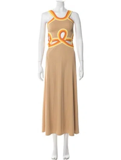 Pre-owned Christopher Esber Graphic Print Long Dress W/ Tags In Neutral
