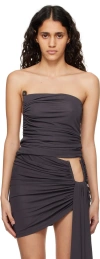 Christopher Esber Gray Odessa Arced Bustier In Charcoal