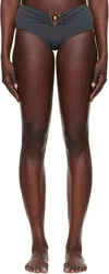 Christopher Esber Gray Orbit Ruched Bikini Bottom In Charcoal