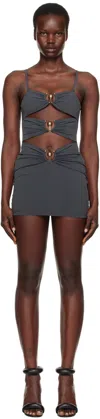 Christopher Esber Gray Pierced Orbit Minidress In Charcoal