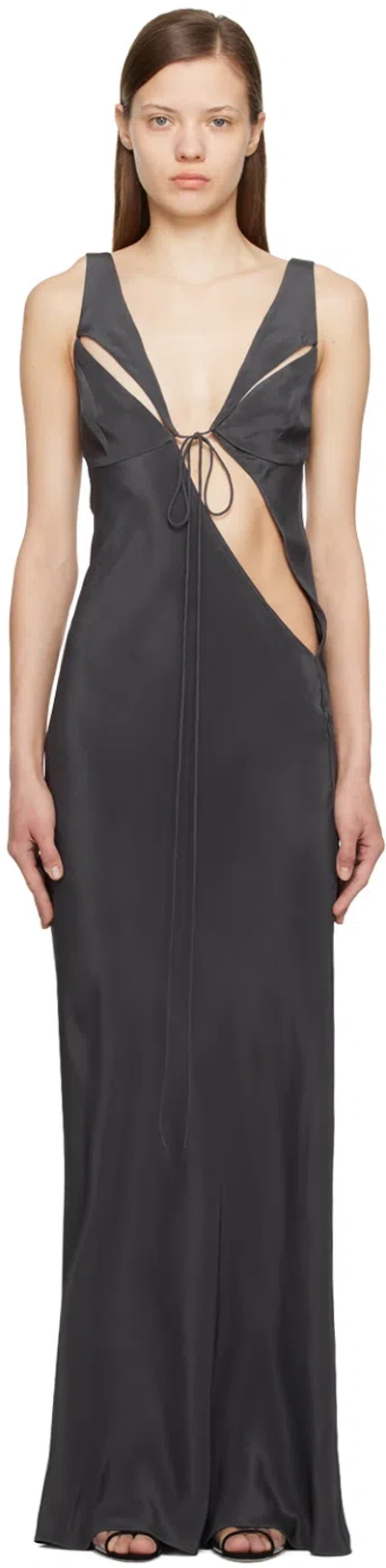 Christopher Esber Gray Triquetra Contoured Maxi Dress In Charcoal