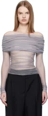 Christopher Esber Veiled Silk Top In Gray