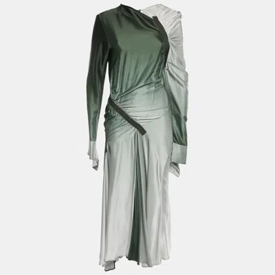 Christopher Esber Green Gradient Satin Draped Maxi Dress