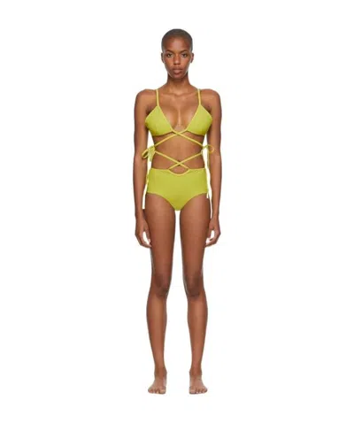 Christopher Esber Green Logo Bikini In Brown
