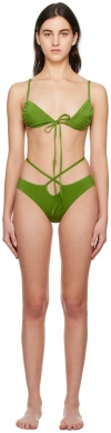 Christopher Esber Green Solis & Looped Tie Bikini In Vert Green