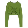 Christopher Esber Gathered-effect Ribbed Crop Top In Green