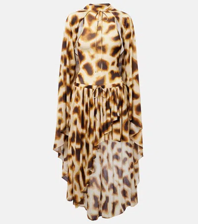 Christopher Esber Gyre Printed Asymmetric Caped Minidress In Nude