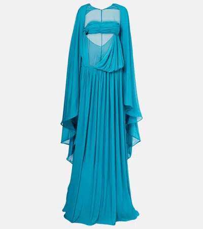 christopher esber cutout maxi dress Christopher Esber Gyre Cape-effect Cut-out Jersey Maxi Dress In Blue