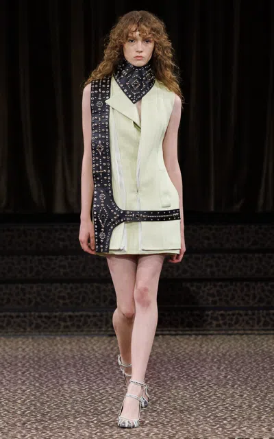 Christopher Esber Halo Vest Silk Mini Dress In Yellow