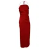 Christopher Esber Halter Neck Midi Backless Dress In Red Viscose In Red