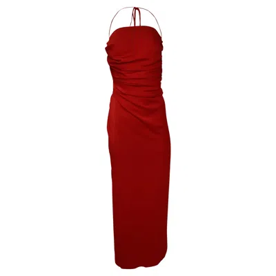 Christopher Esber Halter Neck Midi Backless Dress In Red Viscose