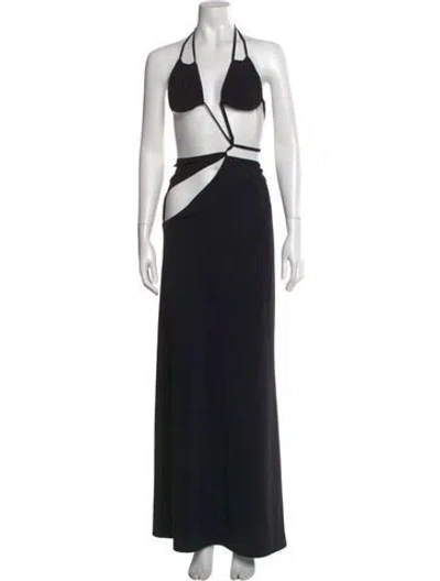 Pre-owned Christopher Esber Halterneck Long Dress In Black