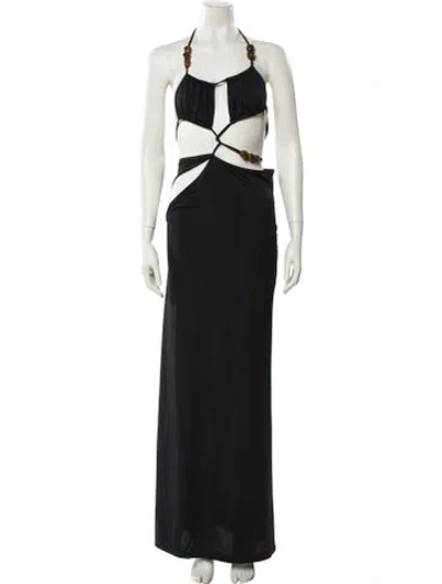 Pre-owned Christopher Esber Halterneck Long Dress In Black