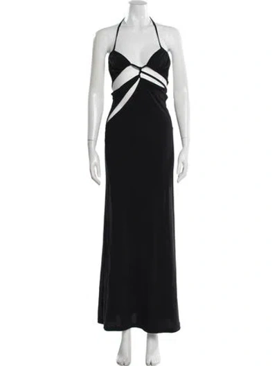 Pre-owned Christopher Esber Halterneck Long Dress In Black