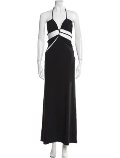 Pre-owned Christopher Esber Halterneck Long Dress In Black